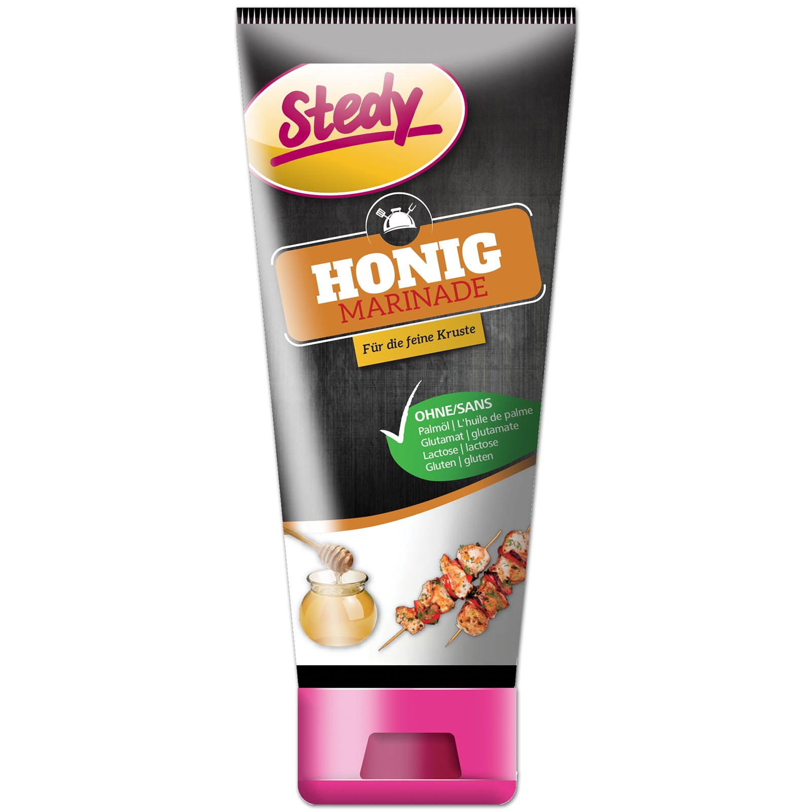 Stedy Honig Marinade in der Tube, Produktansicht Vorderseite