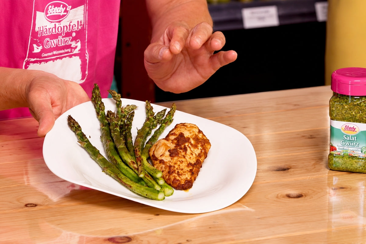 Knackiger Spargel & saftige Pouletfilets aus dem Airfryer