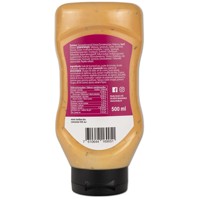 Stedy ONE di Bescht Cocktailsauce Rückseite der Flasche mit Nährwertangaben