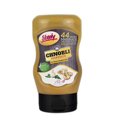 Stedy Chnobli Marinade in der Squeeze-Flasche, Vorderansicht