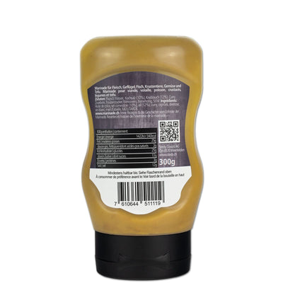 Stedy Chnobli Marinade Rückseite der Squeeze-Flasche mit Etikett