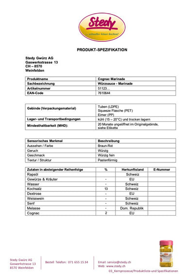 Cognac Marinade 440 kg Palette / Für Grossverbraucher