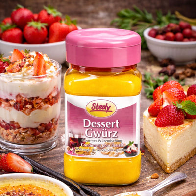 Dessert Gewürz von Stedy im Einsatz bei Desserts mit Früchten und Creme