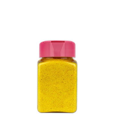 Gewürzstreuer mit Knoblauch feine Stücklein, Rückansicht vor weissem Hintergrund