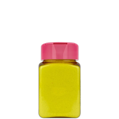 Stedy Meersalz im Glas mit gelbem Inhalt, freigestellt auf weissem Hintergrund