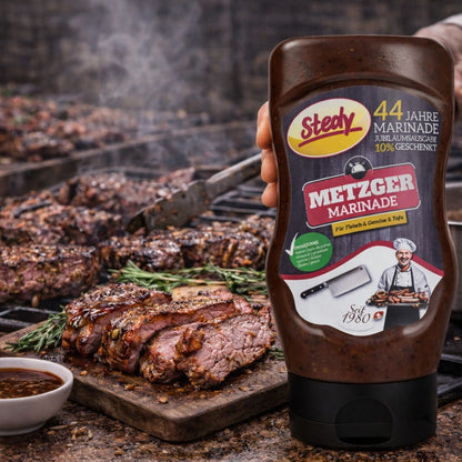 Stedy Metzger Marinade beim Marinieren von Grillfleisch, Anwendungsszene