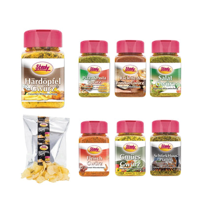 Probierset in mini streuer und chips