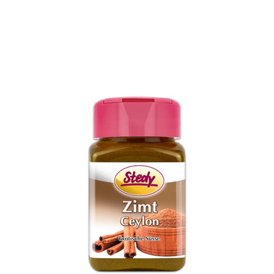 Zimt Ceylon fein gemahlen im Stedy Gewürzstreuer mit pinkem Deckel