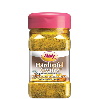 Stedy HärdöpfelGwürz im klassischen Streuer mit pinkem Deckel auf weissem Hintergrund