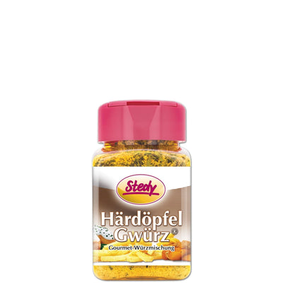 Stedy HärdöpfelGwürz im Mini-Streuer mit pinkem Deckel vor weissem Hintergrund
